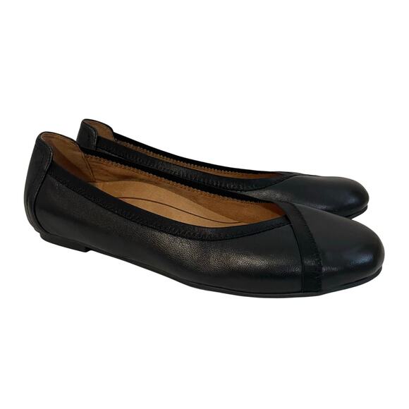 Vionic Caroll Ballet Flats Black Leather Round Toe Slip On Women's Size 7 - Picture 2 of 10